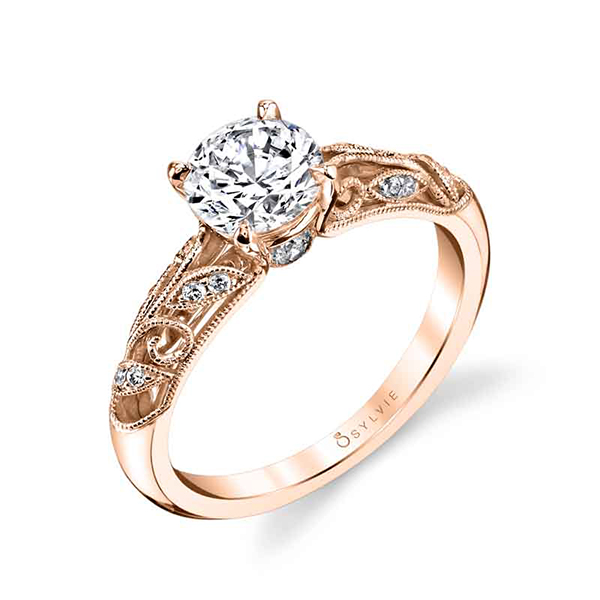 Vintage Inspired Round Diamond Engagement Ring